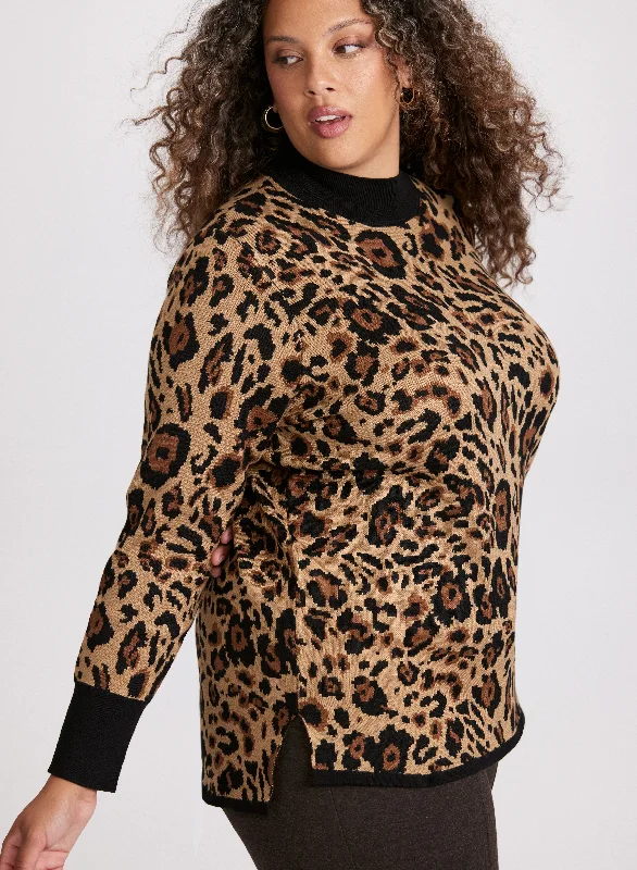 Animal Print Pull-Over Sweater