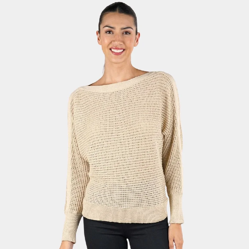 Metallic Thread Holiday Pullover Sweater (Champagne + Gold)