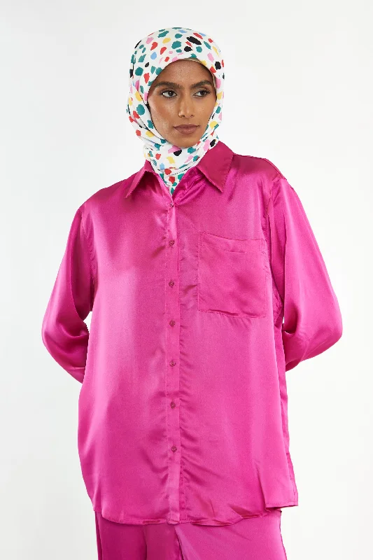 Glamorous Modest Fuchsia Button Front Shirt