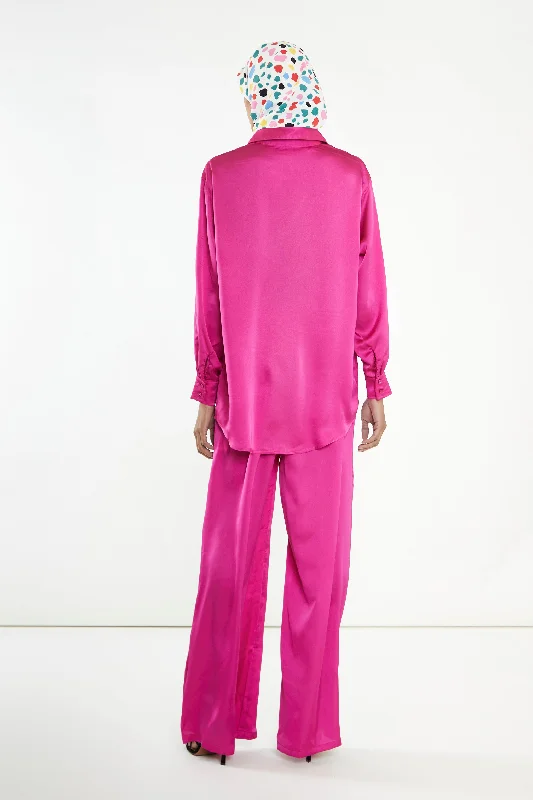 Glamorous Modest Fuchsia Button Front Shirt