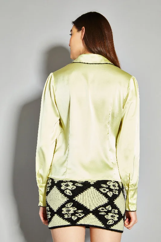 Glamorous Pastel Lime Satin Shirt