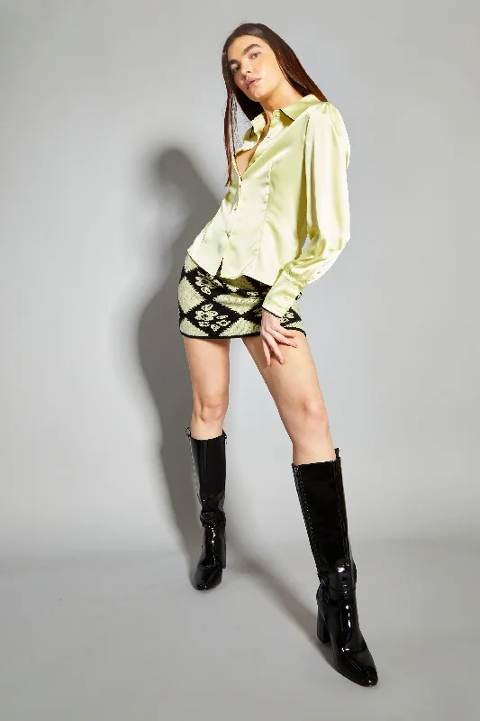 Glamorous Pastel Lime Satin Shirt