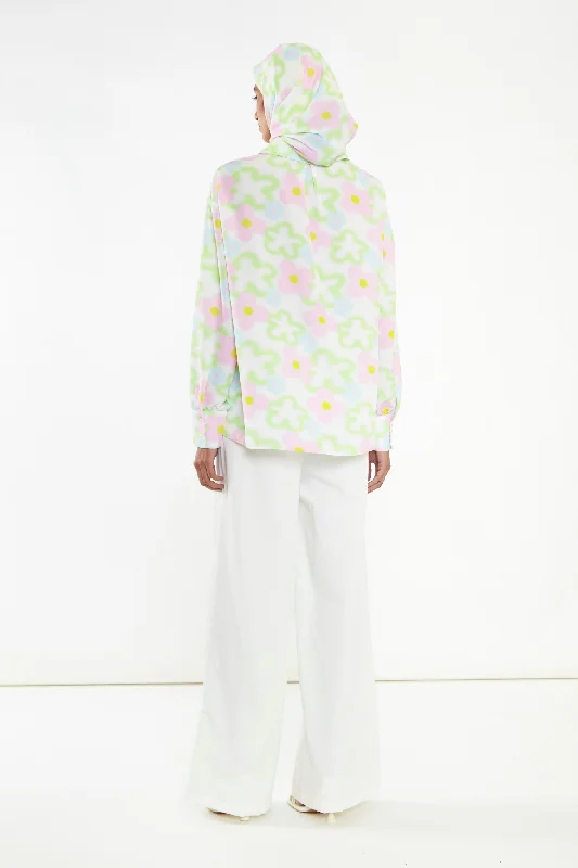 Multi-Blurred-Floral Long Sleeve Shirt