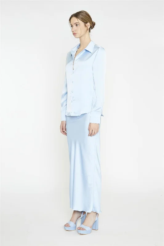 Light-Blue Satin Classic-Shirt