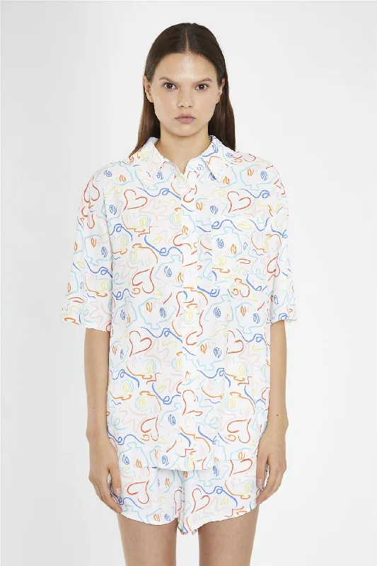 Rainbow-Face Print Oversized-Shirt